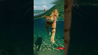 Beach Cat&rsquo;s Ocean Adventure | Cute Swimming Kitty in 4K 🏖️🐾  #cat #ai #catlovers #story