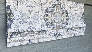 Beige and Gray Oriental Medallion Faux Roman Shade Valance (Sabra in Ebony)
