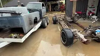 55.5 chevy step side to a s10 single cab long bed frame swap day one 