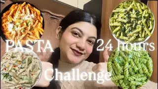 24 hour pasta eating challenge || correct way to make instant pasta 