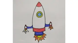 Rocket Launch Drawing & Colouring Tutorial🚀 | How to Draw a Rocket Launch Easy | Space Craft Drawing