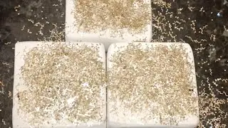 Happy new year 🎊❤️with white blocks topping with golden gillters🤍✨#viral #satisfying #happynewyear  