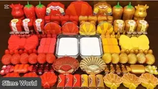 SEASHELL RED vs GOLD SLIME Mixing Random Things Into GLOSSY Slime World 