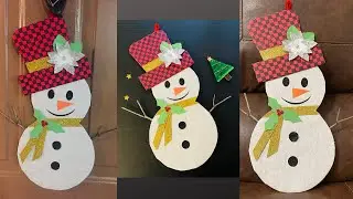 Snowman door hanging for Christmas decor | DIY Cardboard Snowman | Christmas decoration ideas