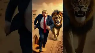 Donald Trump Runs for His Life from a Giant Lion! 🦁😱 (Surreal Digital Art)
