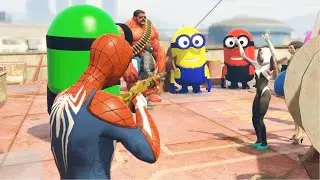 GTA 5 - Spiderman VS Minions Fight Rag doll Gameplay - Spider-man vs Minions Funny Ragdoll - EP14