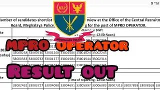 Meghalaya Police MPRO Oparator Personal Interview Shortlisted Rollno Number 