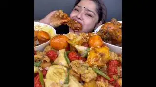 ASMR Eating show whole chicken leg eggs curry omlate chicken #mukbang #shorts