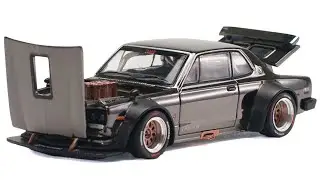 STUNNING POP-RACE 1/64 Nissan Skyline V8 DRIFT`HAKOSUKA&lsquo; (BLACK CHROME) Nice Details #youtube #share
