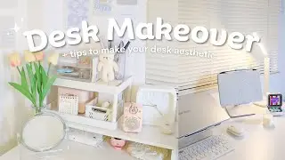 AESTHETIC DESK MAKEOVER 2023 l + Tips/ Ways to make your desk aesthetic (Unboxing Divoom speaker)