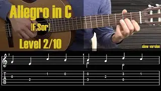 Allegro in C [Sor].Guitar Tutorial with Tabs/Sheet