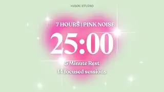💗 5 Hours Study With Me 25x14 Pink Noise Pomodoro - Heart Aura - Pink Noise Pomodoro Timer Series