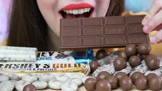 ASMR HERSHEY'S CHOCOLATE CANDY f/  GOLDEN PEANUTS & PRETZELS BAR (Eating Sounds) No Talking