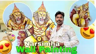 Narasimha Wall Art: Ferocity & Fusion Painting | Acrylic Wall Art /Lord Narasimha Drawing & Painting