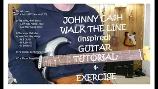 Walk The Line Johnny Cash inspired Guitar Tutorial for Beginner/Intermediate Players.