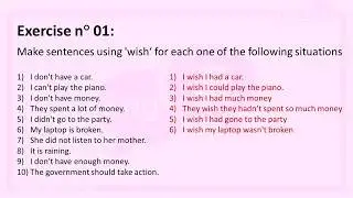 Exercise: Wishes and Regrets | انجليزية السنة الثالثة ثانوي | Cours DZ