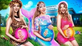 &iexcl;Sirena Se Convierte en Madre! sirena Embarazada VS chica Real