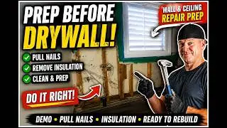 How to prepare wall / ceiling before sheetrock patching - demo, pull nails, insulation sheetrock