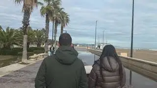 Relaxing Winter Beach Walk in Valencia 🇪🇸 | Las Arenas to Patacona 