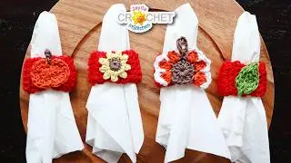Thanksgiving Themed Set of Napkin Rings 🦃🌻🎃🍃- Crochet Tutorial