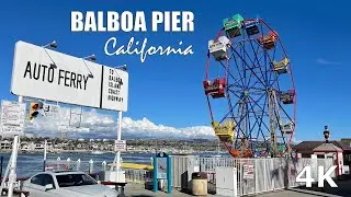 Balboa Pier, Balboa Island, Newport Beach, Orange County, California USA - 2021 Travel Walk Tour -4K