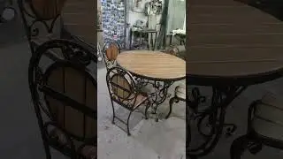 Круглый кованый стол и 4 стула