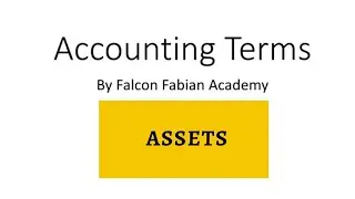 What Are Assets | Accounting Terms | Lesson 1 | Falcon Fabian Academy