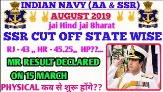 Indian Navy SSR CUT OFF 2019, NAVY AA & SSR RESULT DECLARED,NAVY MR Result Declared on 15 MARCH