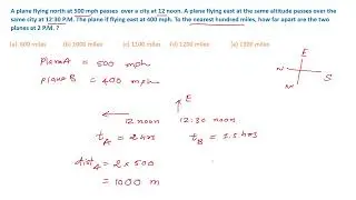 A plane flying north at 500 mph passes  over a city at 12 noon. A plane flying east at the same alti