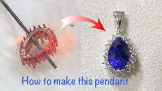 Diana pendant design /White gold Tanzanite and Around Diamond by Handmade