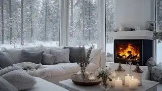 Cozy Modern Fireplace ASMR and Heavy Snowfall Outside for Deep Sleep and Stress Relief 2026