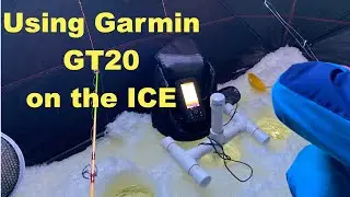 Garmin GT20-TM Transducer on the Ice. How to make a Mount. [Ice Fishing with Boat Transducer]