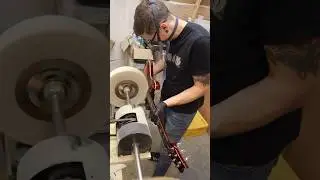 Look at that shine! | Perfecting the gloss finish on the buffing wheel #luthier #guitarfinish