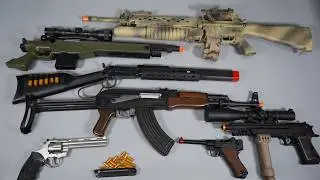 Shell ejecting Luger P08 and AK47 Toy Gun Airsoft Nerf Gun- POV Reload Realistic Toy Guns Collection