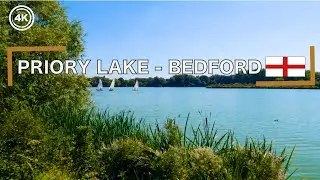 Priory Lake - Bedford, England | 4K Virtual Walking Tour: Lake View | August 2022