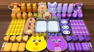 ASMR Slime Mixing Random: Gold vs Purple Capybara & Kuromi Pop