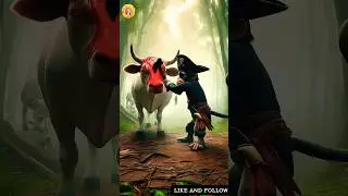 A beautiful story of a cow and a rogue monkey #ai #cow #shorts