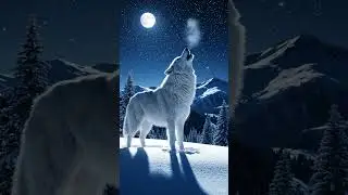 the white wolf roars in the night #wolf #animals #nature #shortvideo #shorts