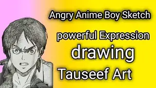 🔥 Angry Anime Boy Sketch | Powerful Expression Drawing | Tauseef Art ✍️