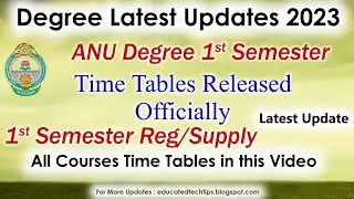 Degree Exams Time Tables ANU Degree 1st semester Time Tables 2023 ANU Exams 2023 UG Latest Update