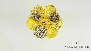 Alex Soldier's Flower of Life & Hope Ring with Champagne Diamond
