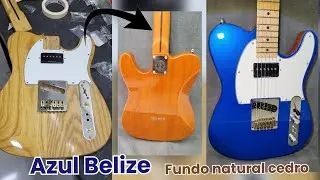 Guitar Telecaster Sx Ash - Pintura Azul Belize Frente, Fundo Natural Cedro