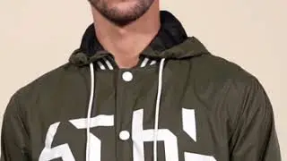 Olive Typography Print Sports Jacket