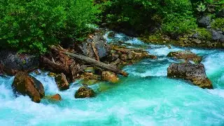 Relaxing Mountain Turquoise River with Rapids. 10 hours Nature Sounds