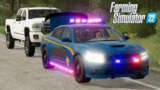 FS22 - Dodge Charger POLICE CAR on PATROL! - Car Mod for Farming Simulator 2022 ROLEPLAY DL LINK