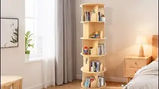 Деревянная вращающаяся книжная полка, стеллаж с поворотом на 360&deg; для детских комнат и небольших ...