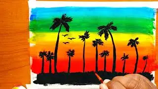 Amazing natural tree poster colour painting |challenge no.19 | Easy colour painting for beginners