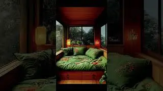 peaceful bedroom...🪟 #serenity #rain #wallpaper #beauty #relax #peace #view #nature #window #bedroom