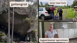 Geitengrot. Patrick en Jannie gaan weer naar huis. Logeerkamer opruimen. Strimmer ik goed?