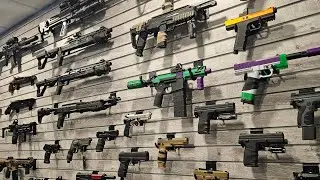 Installing Grey Oak Hold Up Displays Gun Storage Wall: Less Lethal Airgun Collection Gun Room/Studio